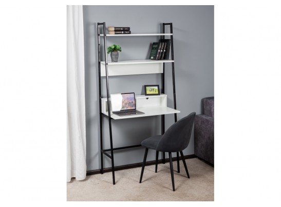 Письменный стол Минден с надстройкой 84х42,4х175 белое тиснение / черный в Ростове-на-Дону