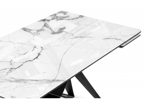 Стеклянный стол Блэкберн 160(220)х90 белый мрамор / черный в Ростове-на-Дону