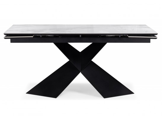 Стеклянный стол Хасселвуд 160(220)х90х77 белый мрамор / черный в Ростове-на-Дону