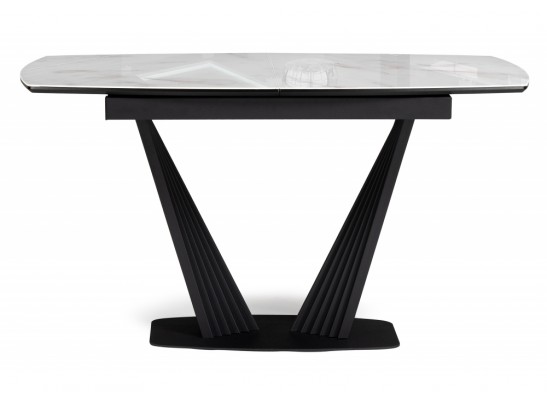 Стеклянный стол Риполь 140(180)х80 белый мрамор / черный в Ростове-на-Дону