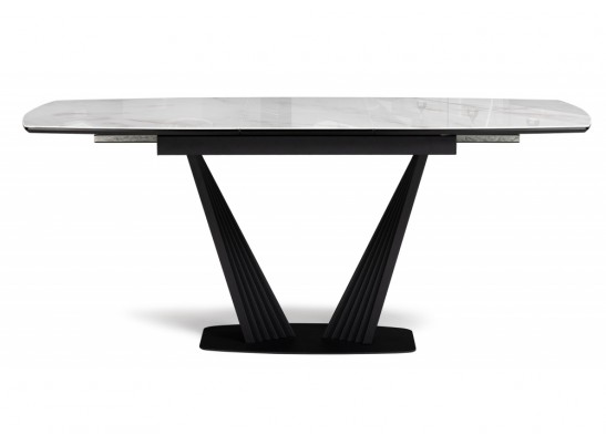 Стеклянный стол Риполь 140(180)х80 белый мрамор / черный в Ростове-на-Дону