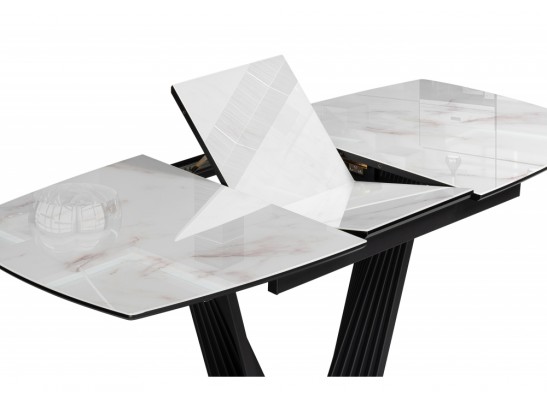Стеклянный стол Риполь 140(180)х80 белый мрамор / черный в Ростове-на-Дону