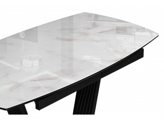 Стеклянный стол Риполь 140(180)х80 белый мрамор / черный в Ростове-на-Дону