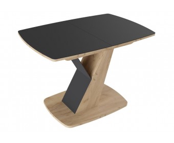 Стол на тумбе Гарда Тип 1 дуб крафт золотой / стекло матовое чёрный графит