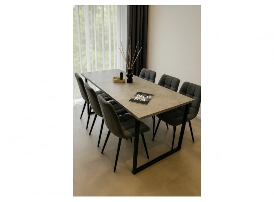 Деревянный стол Лиман 117 (157) x 77 бетон светлый / черный матовый в Ростове-на-Дону