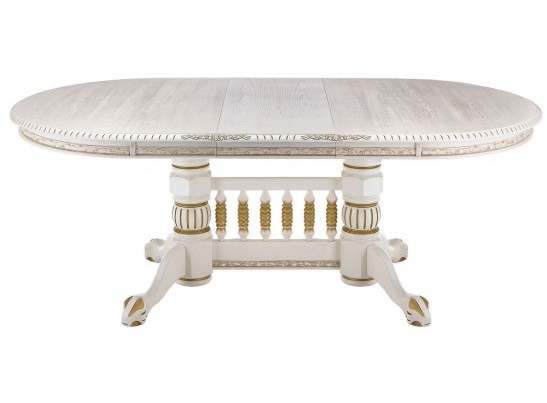 Деревянный стол Кантри 160(200-240)х107х78 молочный с золотой патиной в Ростове-на-Дону