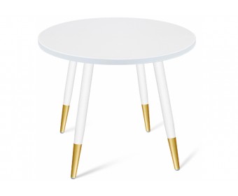 Деревянный стол SHT-TU14/80 белый муар / золото / белоснежная шагрень