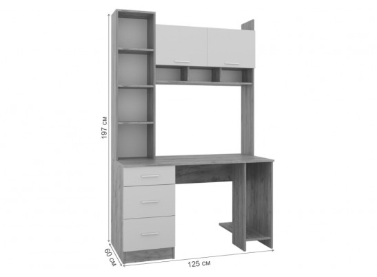 Компьютерный стол Бишоп 5 125х60х197 дуб сонома / белый в Ростове-на-Дону