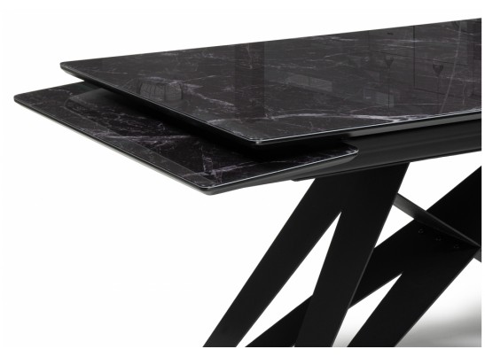 Стеклянный стол Блэкберн 140(200)х80 черный мрамор / черный в Ростове-на-Дону