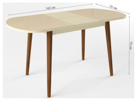 Стеклянный стол Клэйтон кремовый / орех в Ростове-на-Дону