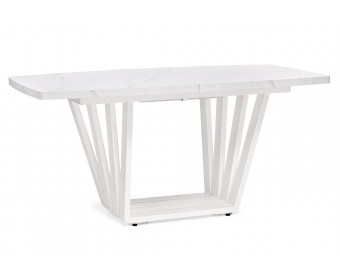Стол на тумбе Эудес 160(205)х90х76 мрамор леванто белый / белый