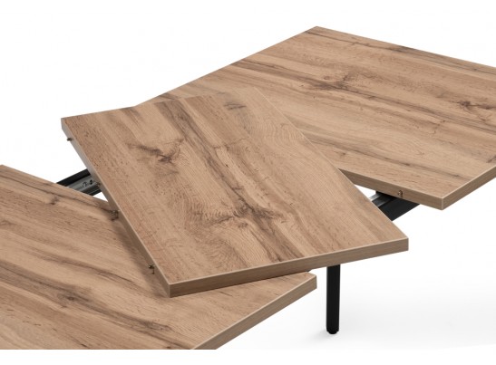 Стол раскладной Денвер Лофт 120(160)х75х75 25 мм дуб вотан / матовый черный в Ростове-на-Дону