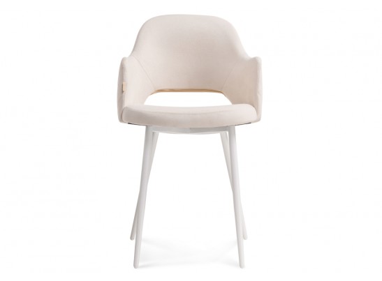 Стул на металлокаркасе Гутрид прошивка ромбы сзади бежевый / белый каркас в Ростове-на-Дону