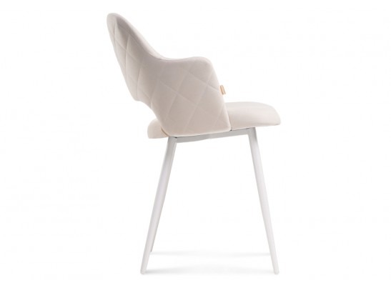 Стул на металлокаркасе Гутрид прошивка ромбы сзади бежевый / белый каркас в Ростове-на-Дону