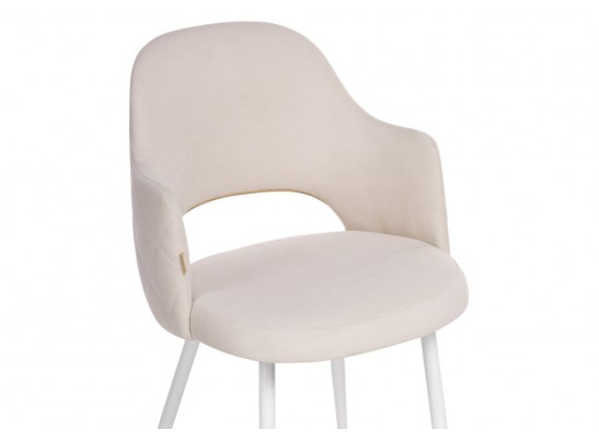 Стул на металлокаркасе Гутрид прошивка ромбы сзади бежевый / белый каркас в Ростове-на-Дону