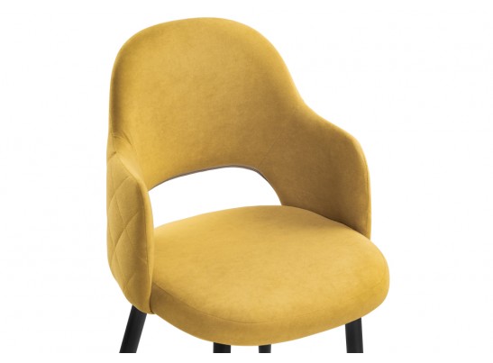 Стул на металлокаркасе Гутрид прошивка ромбы сзади горчичный / черный каркас в Ростове-на-Дону