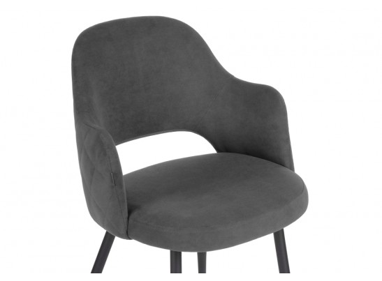 Стул на металлокаркасе Гутрид прошивка ромбы сзади темно-серый / черный каркас в Ростове-на-Дону