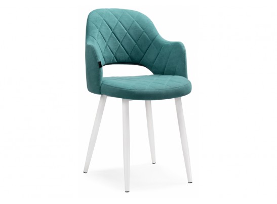 Стул на металлокаркасе Гутрид ромбы спереди бирюзовый / белый каркас в Ростове-на-Дону