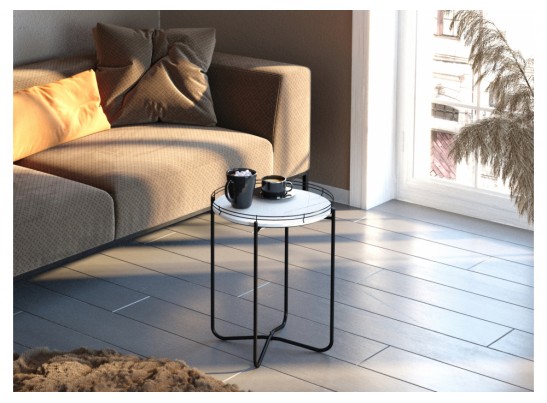 Журнальный столик Sheffilton SHT-CT20 белый мрамор / черный муар в Ростове-на-Дону