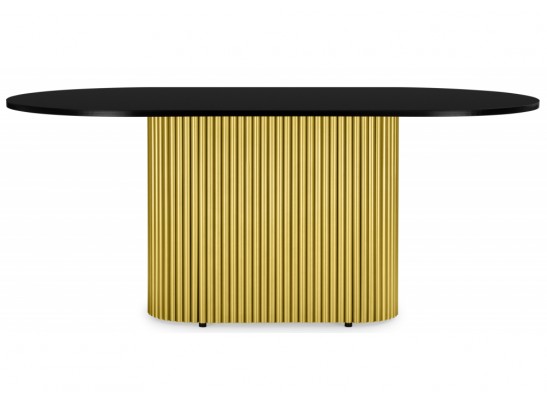 Деревянный стол Барон О 180 х 90 черная шагрень пленка / золотые ноги