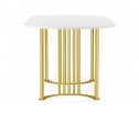 Деревянный стол Хьюго О 180 х 90 белая шагрень пленка / золотые ноги