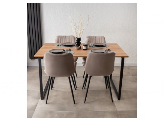 Деревянный стол Лиман 140 х 80 дуб крафт золотой / черный матовый в Ростове-на-Дону