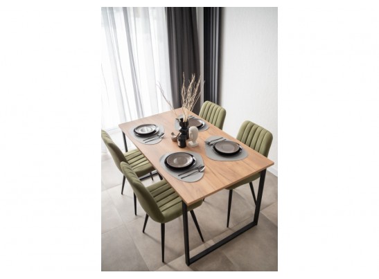 Деревянный стол Лиман 140 х 80 дуб крафт золотой / черный матовый в Ростове-на-Дону