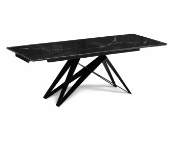 Стеклянный стол Блэкберн 160(220)х90 черный мрамор / черный
