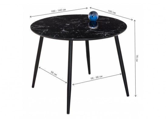 Стеклянный стол Кловис мрамор черный / черный в Ростове-на-Дону
