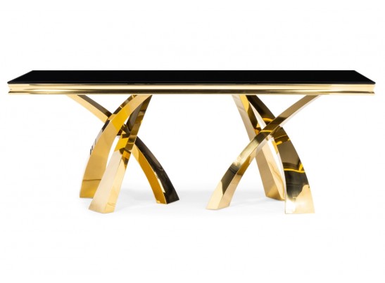 Стеклянный стол Komin 2 черный / золото в Ростове-на-Дону