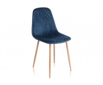 Стул на металлокаркасе Capri dark blue / wood
