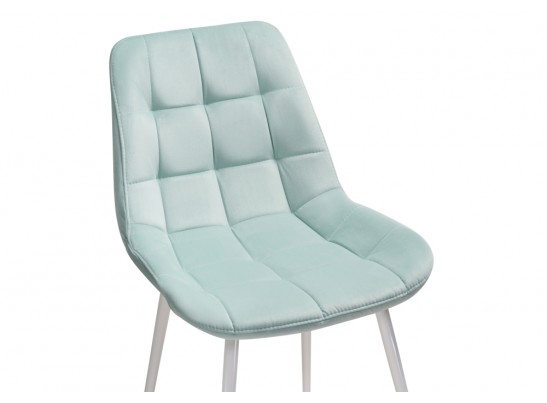 Стул на металлокаркасе Келми микровелюр светло-голубой / белый глянец в Ростове-на-Дону