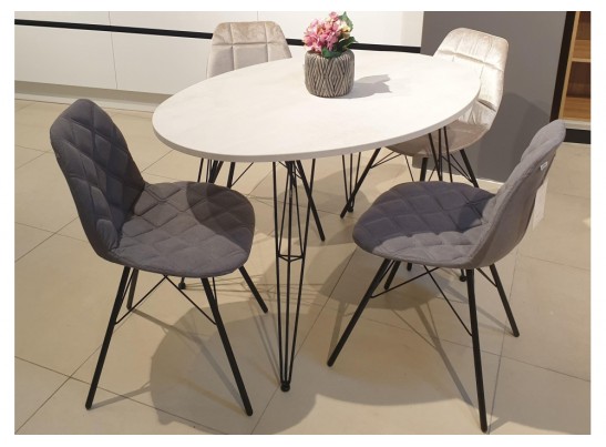 Деревянный стол SHT-TU10/120-80 МДФ овальный черный муар / бетон крем в Ростове-на-Дону