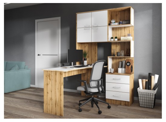 Компьютерный стол Ганор левый дуб вотан / белый в Ростове-на-Дону