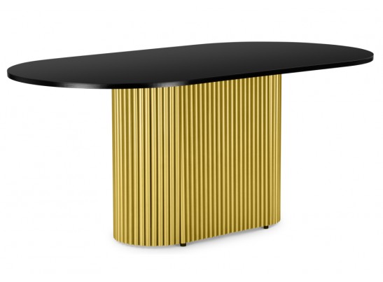 Деревянный стол Барон О 160 х 90 черная пленка шагрень / золотые ноги