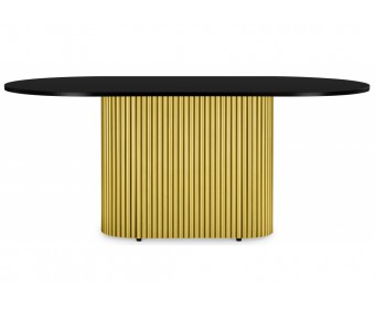 Деревянный стол Барон О 160 х 90 черная пленка шагрень / золотые ноги