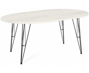 Деревянный стол SHT-TU10/120-80 МДФ овальный черный муар / бетон крем