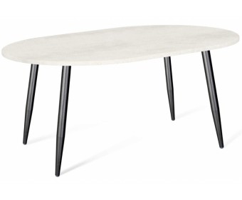 Деревянный стол SHT-TU14/120-80 МДФ овальный черный муар / бетон крем