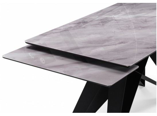 Стеклянный стол Блэкберн 140(200)х80 кристл серый мрамор / черный в Ростове-на-Дону