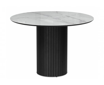 Стеклянный стол Гравент 110 кристл белый мрамор / черный