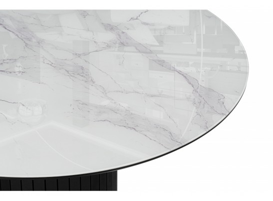 Стеклянный стол Гравент 110 кристл белый мрамор / черный