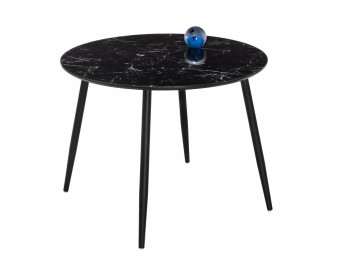 Стеклянный стол Кловис вставка стекло черный мрамор / черный