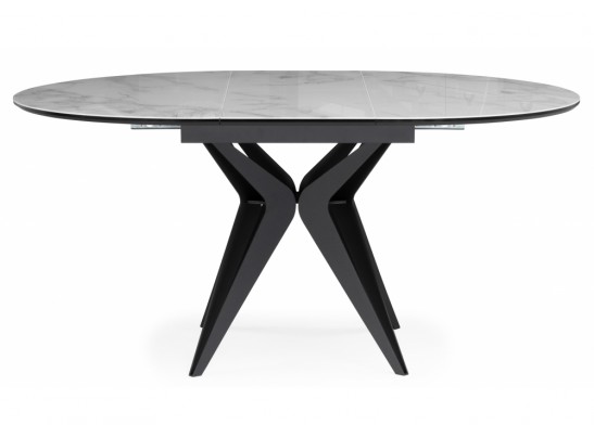 Стеклянный стол Рикла 120(160) белый мрамор / черный в Ростове-на-Дону