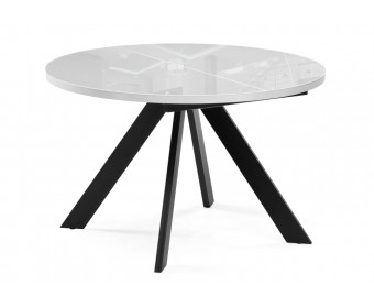 Стеклянный стол Веллор 120(160)х120х75 белый / черный