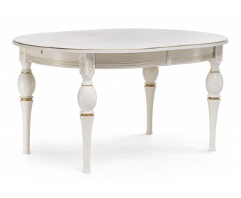 Стол Авилла 150(200)х110х77 молочный / золото