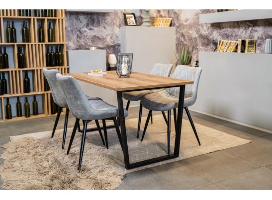 Стол Лота Лофт 140х80х75 25 мм дуб вотан / матовый черный в Ростове-на-Дону