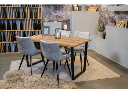 Стол Лота Лофт 140х80х75 25 мм дуб вотан / матовый черный в Ростове-на-Дону