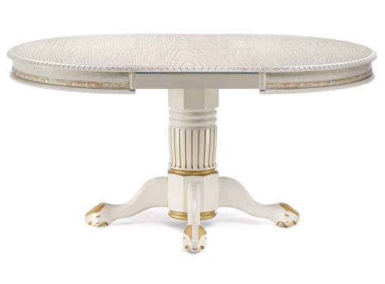 Деревянный стол Альфред 110(160)х110х80 слоновая кость с золотой патиной в Ростове-на-Дону