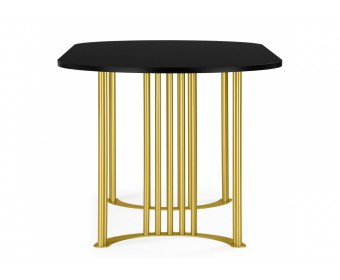 Деревянный стол Хьюго О 160 х 90 черная шагрень пленка / золотые ноги