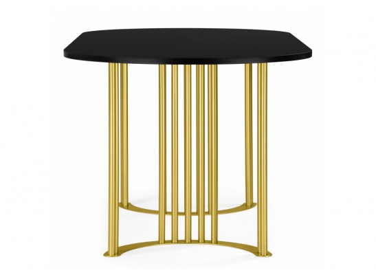 Деревянный стол Хьюго О 160 х 90 черная шагрень пленка / золотые ноги
